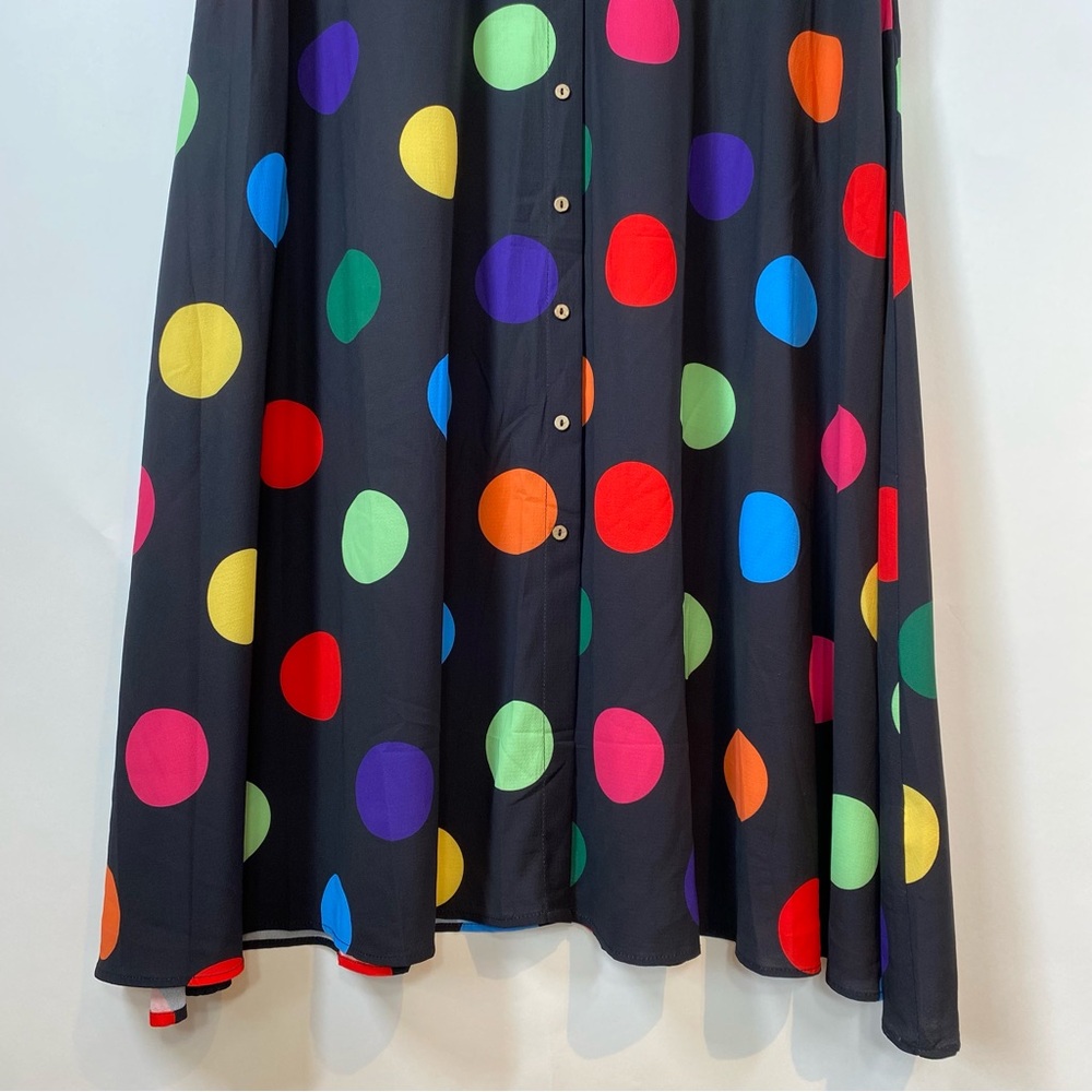 Little Party Dress Colorful Polka Dot Whimsical Maximalist Retro V Neck Size 10 - Picture 5 of 15